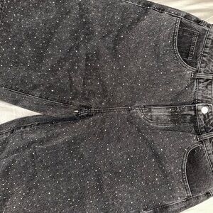ROMWE Dark Jean Shorts with White Speckles